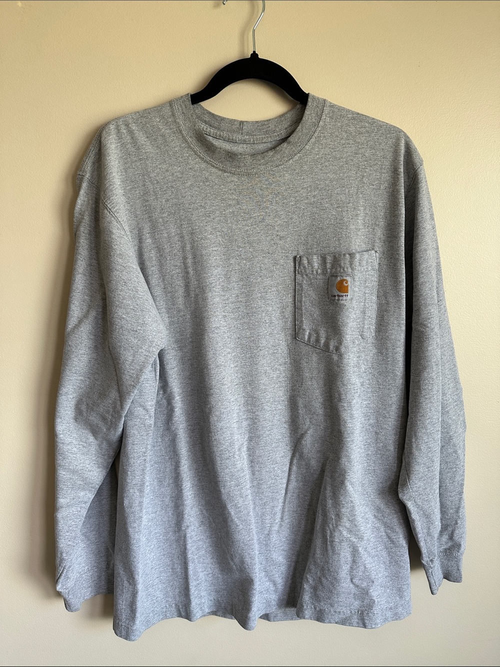 Carhartt Grey Long Sleeve Pocket Tee with Logo Patch
